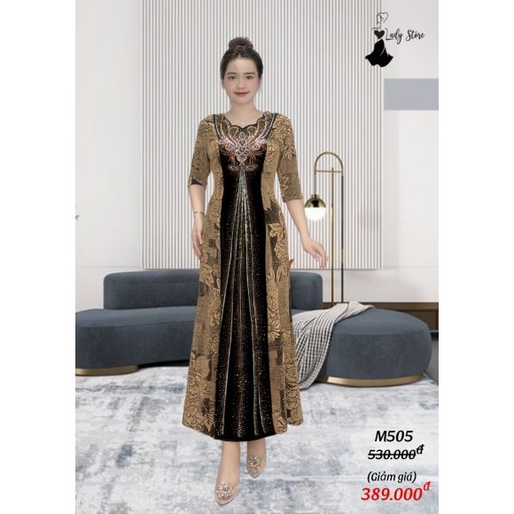 M505_MAXI đầm thun nhũ phối nhung , được đính đá DMC cao cấp