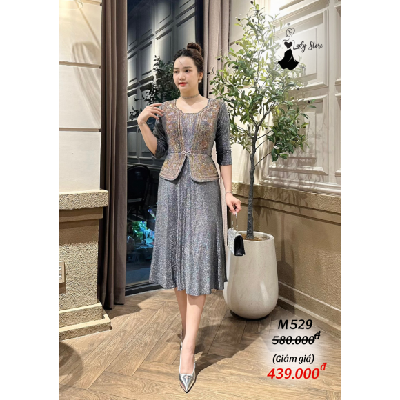 M529_MIDI Thun Nhũ Đính Đá Cao Cấp