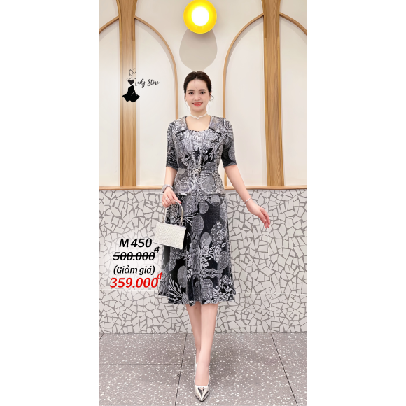 M450 Đầm Peplum Cổ Vest
