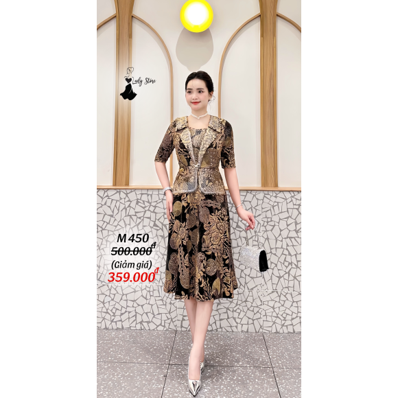 M450 Đầm Peplum Cổ Vest