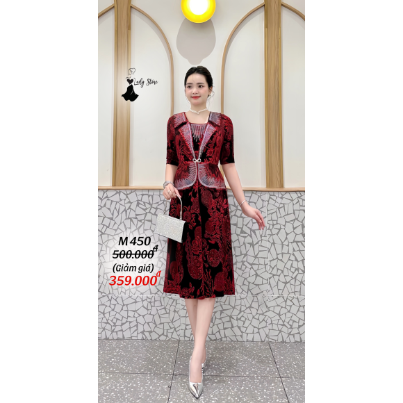 M450 Đầm Peplum Cổ Vest