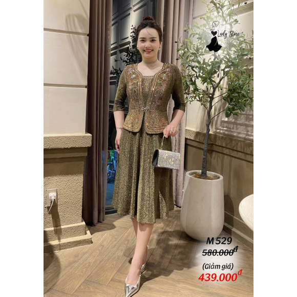 M529_MIDI Thun Nhũ Đính Đá Cao Cấp