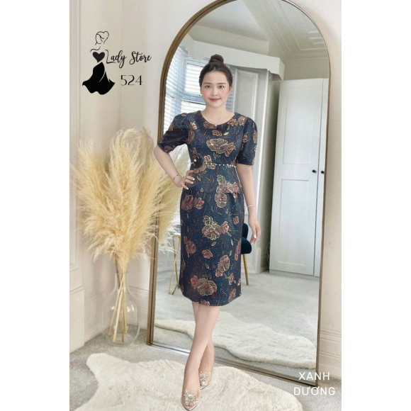 Đầm Suông vải thun JEAN sắc hoa quyến rủ