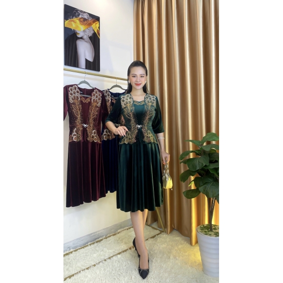 Đầm Nhung Đính Đá Cao Cấp