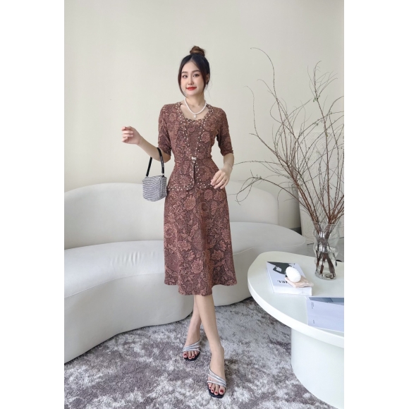 Đầm thun kim sa đính cườm cao câp